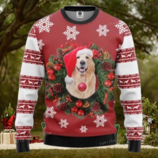 Golden Retriever Christmas Wreath Ugly Sweater