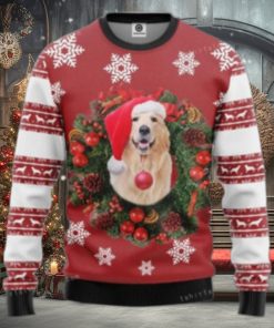 Golden Retriever Christmas Wreath Ugly Sweater