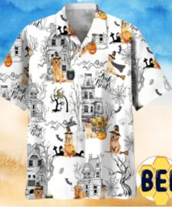 Golden Retriever Halloween Hawaiian Shirt