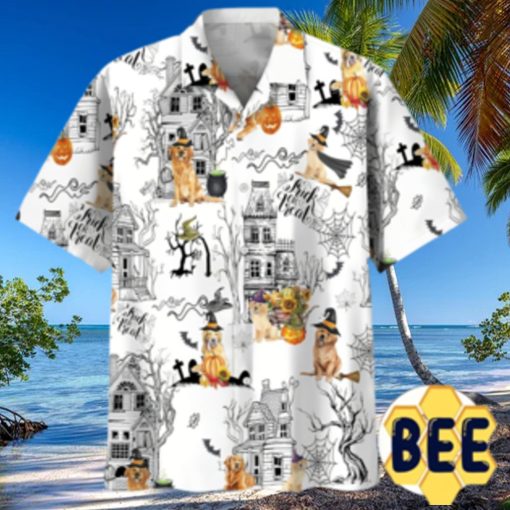 Golden Retriever Halloween Hawaiian Shirt