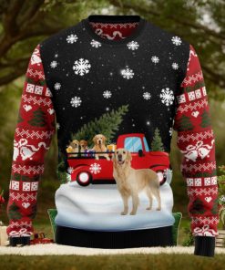 Golden Retriever Red Truck Ugly Christmas Sweater Thankgiving Gift Men Women
