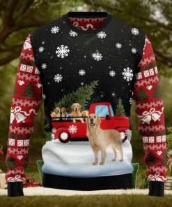 Golden Retriever Red Truck Ugly Christmas Sweater