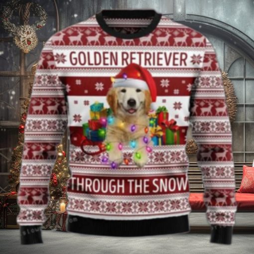 Golden Retriever Through The Snow Ugly Sweater