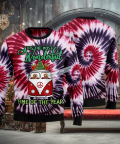 Golden Retriever Tie Dye Purple Ugly Xmas Sweater Party