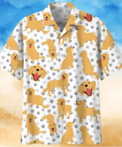 Golden Retriever White Awesome Design Unisex Hawaiian Shirt