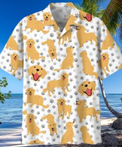 Golden Retriever White Awesome Design Unisex Hawaiian Shirt