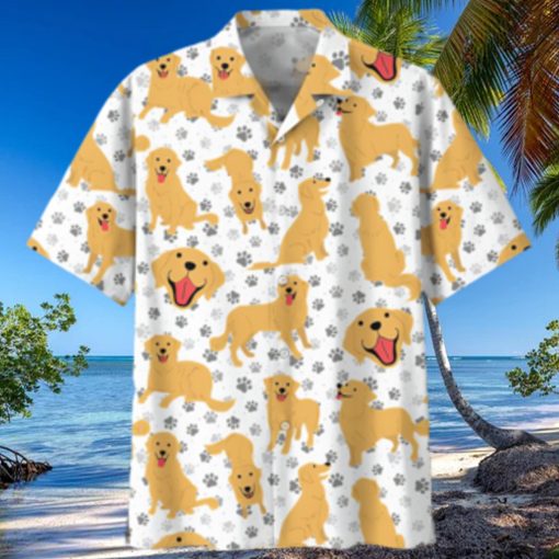 Golden Retriever White Awesome Design Unisex Hawaiian Shirt