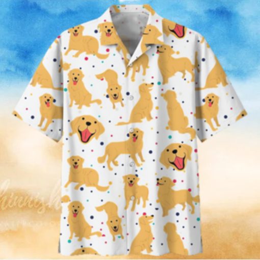 Golden Retriever White Unique Design Unisex Hawaiian Shirt