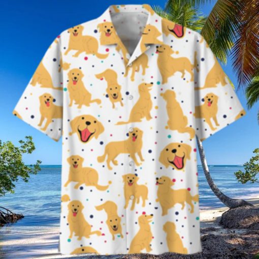 Golden Retriever White Unique Design Unisex Hawaiian Shirt