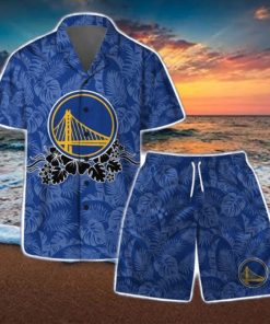 Golden State Warriors NBA Team Logo Basketball Aloha Design Hawaiian Shirt & Short