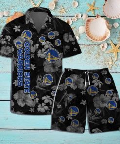 Golden State Warriors NBA Team Logo Floral Hawaiian Shirt & Short Vintage Design