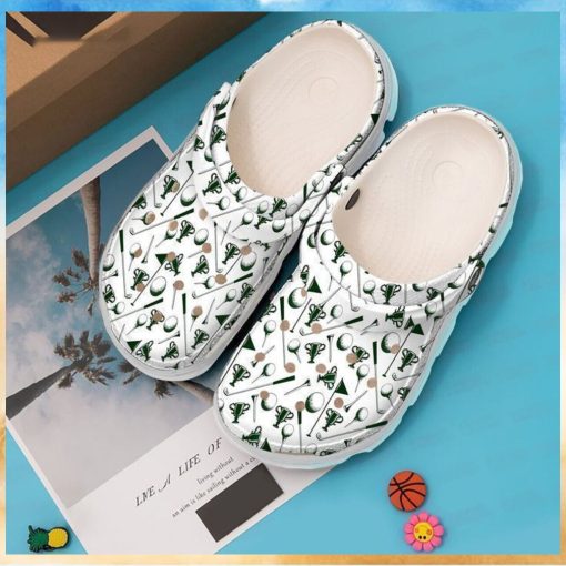Golf Enthusiast Clog Shoes Showcasing Course Patterns Passion Play