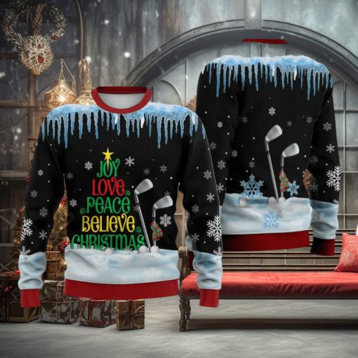 Golf Joy Love Peace Believe Christmas Sweater Trending For Men And Women Gift Holidays
