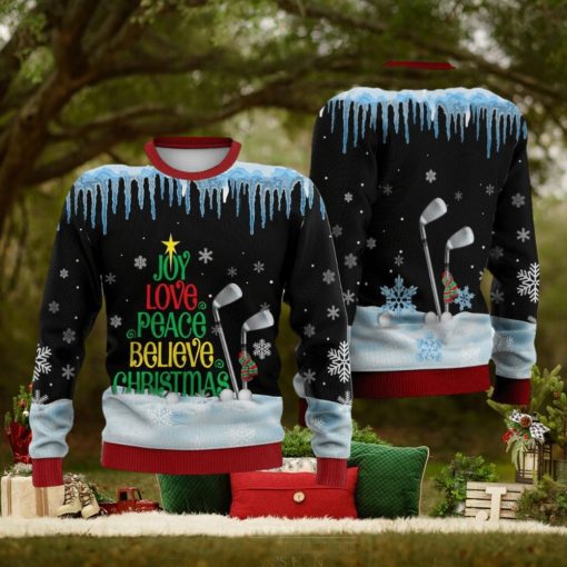 Golf Joy Love Peace Believe Christmas Sweater Trending For Men And Women Gift Holidays