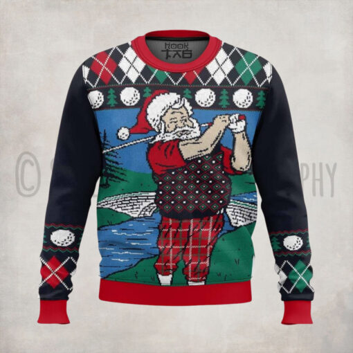 Golf Santa Claus Christmas Ugly Sweater