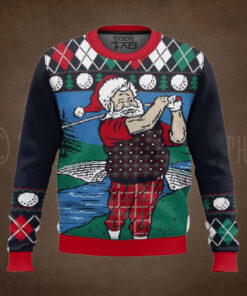 Golf Santa Claus Christmas Ugly Sweater