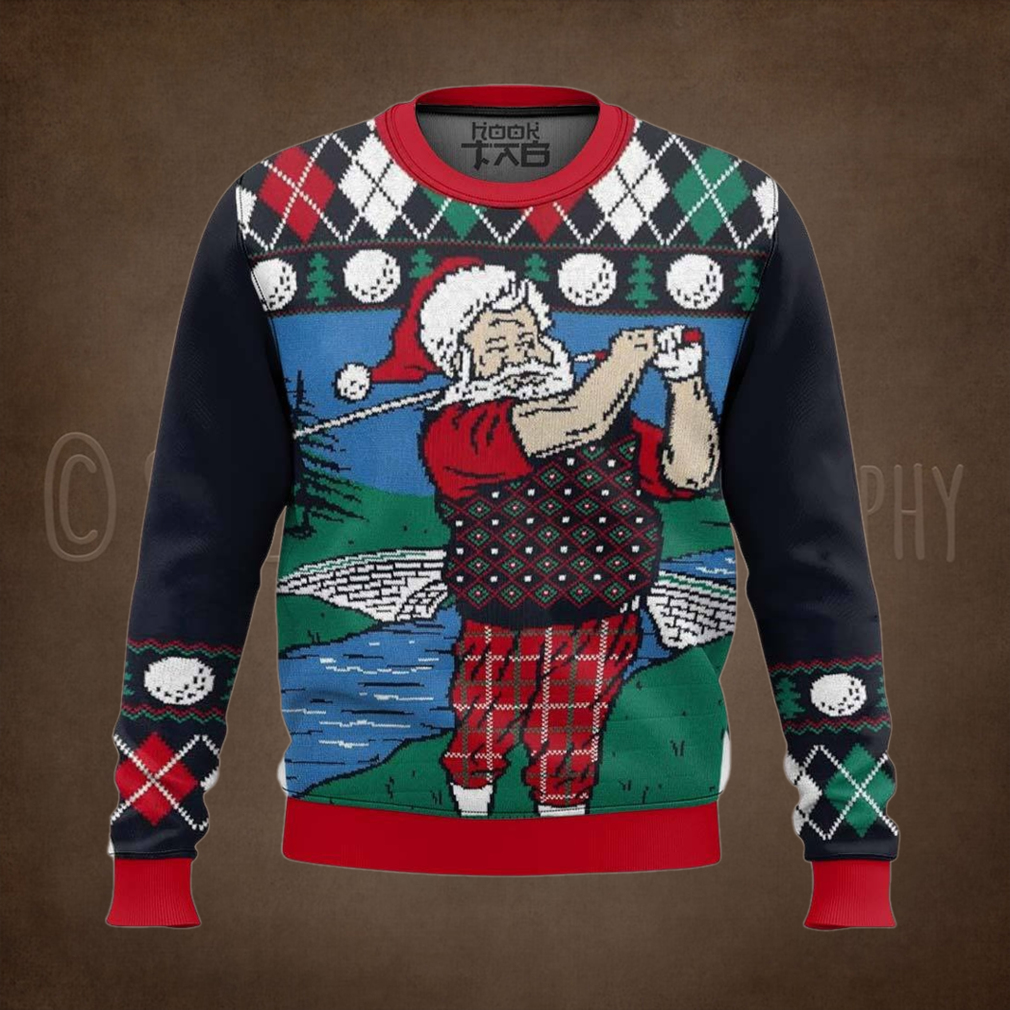 Golf Santa Claus Christmas Ugly Sweater Golf Santa Claus Christmas Ugly Sweater