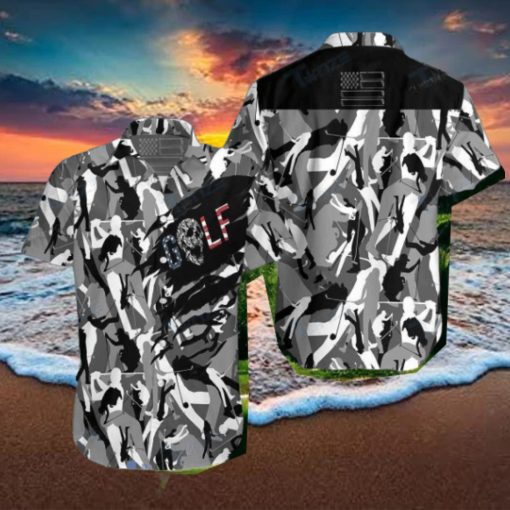 Golf Skull Camouflage All Over Printed Hawaiian Shirt Impressive Gift