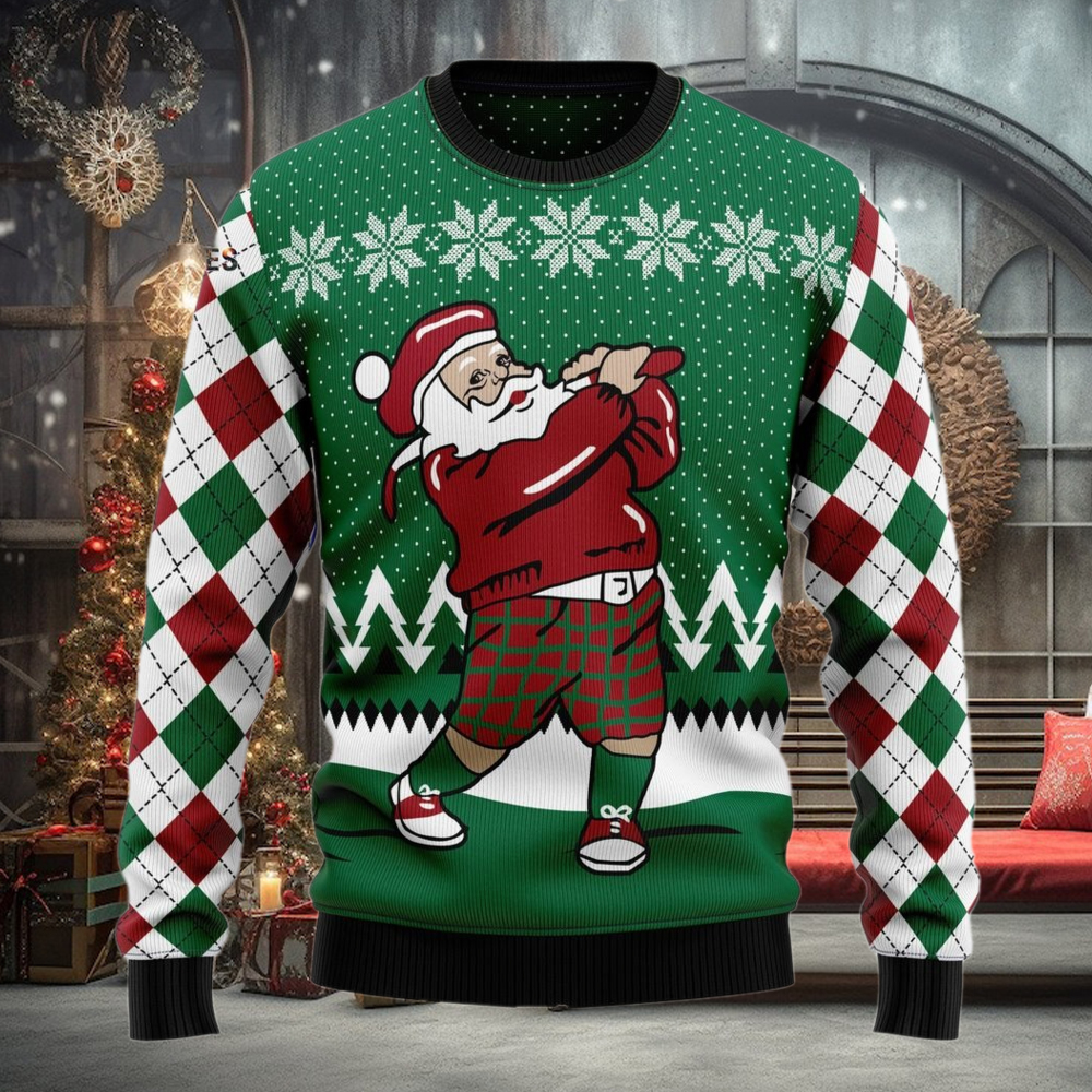 Golfer Santa Ugly Christmas Holiday Sweater Golfer Santa Ugly Christmas Holiday Sweater