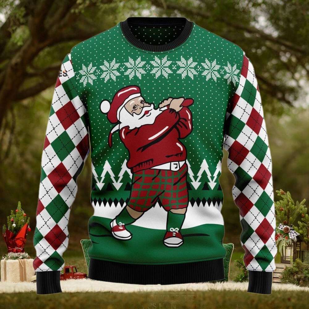 Golfer Santa Ugly Christmas Holiday Sweater Golfer Santa Ugly Christmas Holiday Sweater