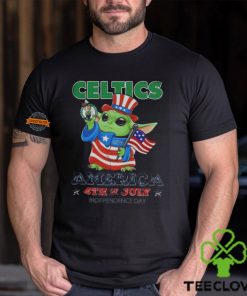 Good Baby Yoda Boston Celtics America 4th Of July Day 2024 T Shirt