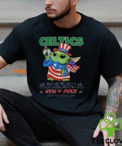 Good Baby Yoda Boston Celtics America 4th Of July Day 2024 T Shirt