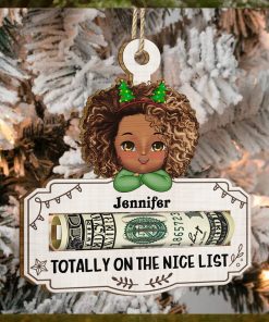 Good Mix Of Both Christmas Gift For Kids Personalized Wooden Cutout Ornament, Money Holder Ornament