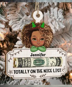 Good Mix Of Both Christmas Gift For Kids Personalized Wooden Cutout Ornament, Money Holder Ornament