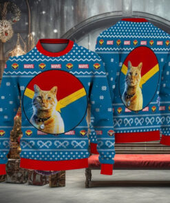 Goose Flerken Cat The Marvels Marvel Studios Holiday Gift For Fans Ugly Xmas Wool Knitted Sweater