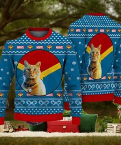 Goose Flerken Cat The Marvels Marvel Studios Holiday Gift For Fans Ugly Xmas Wool Knitted Sweater