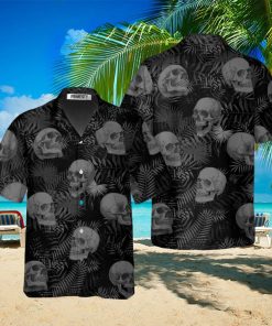 Goth Skull Leaves Skull Shirts For Men Skull Tropical Hawaiian Shirt