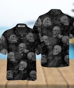 Goth Skull Leaves Skull Shirts For Men Skull Tropical Hawaiian Shirt