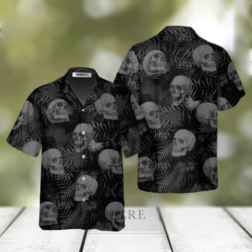 Goth Skull Leaves Skull Shirts For Men Skull Tropical Hawaiian Shirt