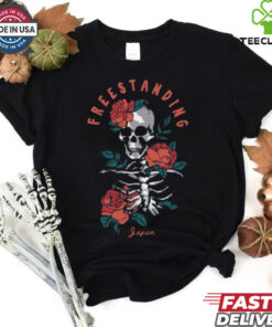 Gothic Floral Skeleton Graphic T Shirt