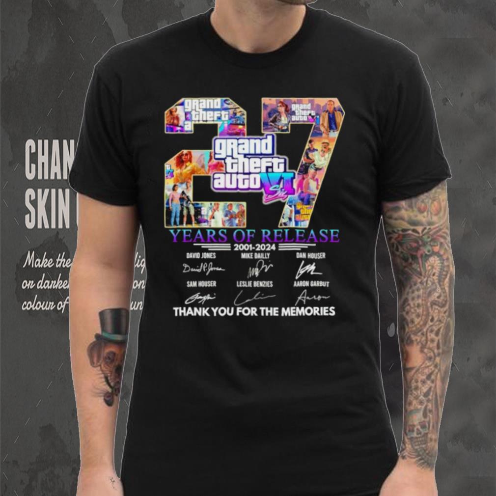 Grand Theft Auto VI 27 years of release 2001 2024 thank you for the memories shirt Grand Theft Auto VI 27 years of release 2001 2024 thank you for the memories shirt