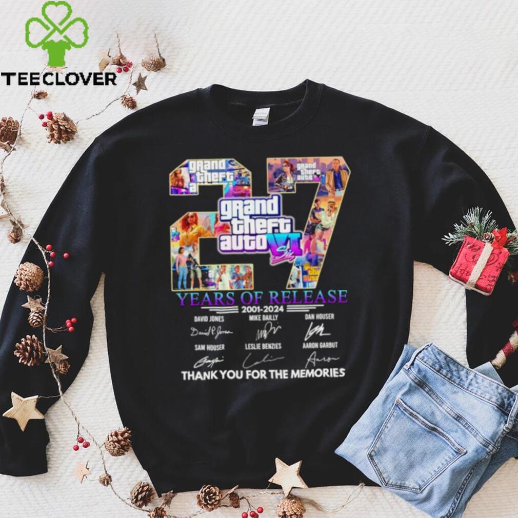 Grand Theft Auto VI 27 years of release 2001 2024 thank you for the memories shirt Grand Theft Auto VI 27 years of release 2001 2024 thank you for the memories shirt