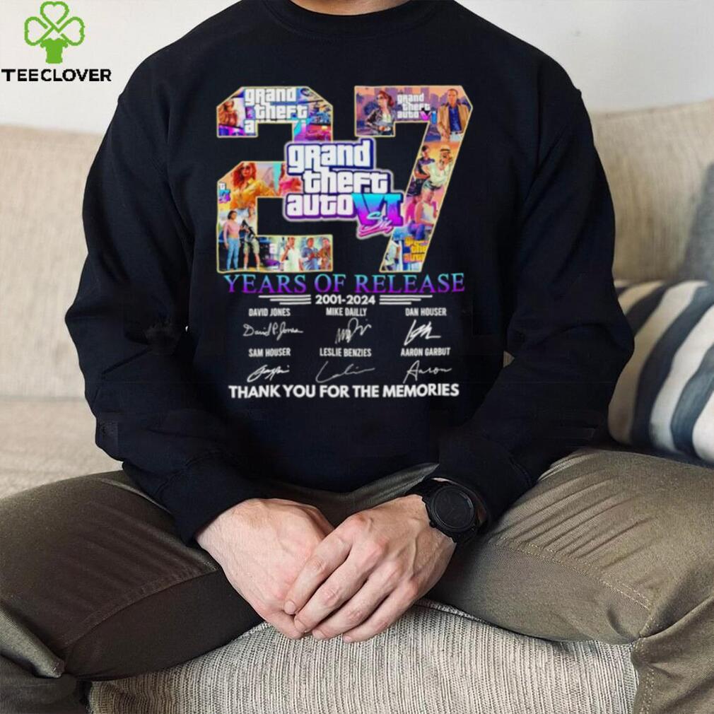Grand Theft Auto VI 27 years of release 2001 2024 thank you for the memories shirt Grand Theft Auto VI 27 years of release 2001 2024 thank you for the memories shirt
