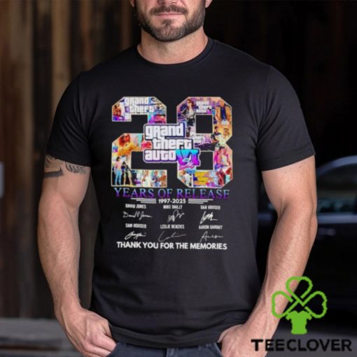 Grand Theft Auto Vi 28 Years Of Release 1997 2025 Thank You For The Memories T Shirt