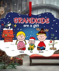 Grandkids Are A Gift, Gift For Family, Personalized Acrylic Ornament, Cartoon Kids Ornament, Christmas Gift