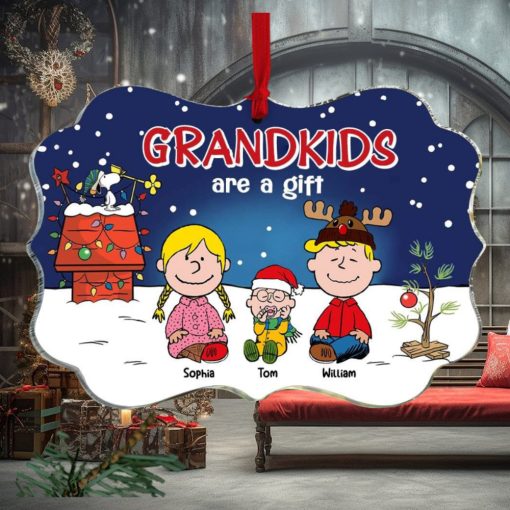 Grandkids Are A Gift, Gift For Family, Personalized Acrylic Ornament, Cartoon Kids Ornament, Christmas Gift