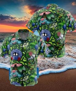 Grass Type Pokemon Pokemon Button Up Anime Hawaiian Shirt