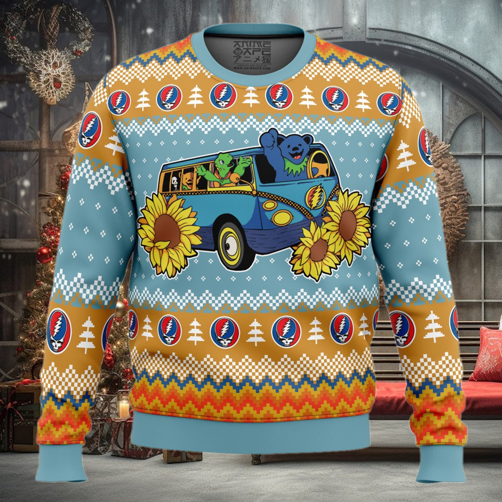 Grateful Dead Bus Grateful Dead Ugly Christmas Sweater Grateful Dead Bus Grateful Dead Ugly Christmas Sweater