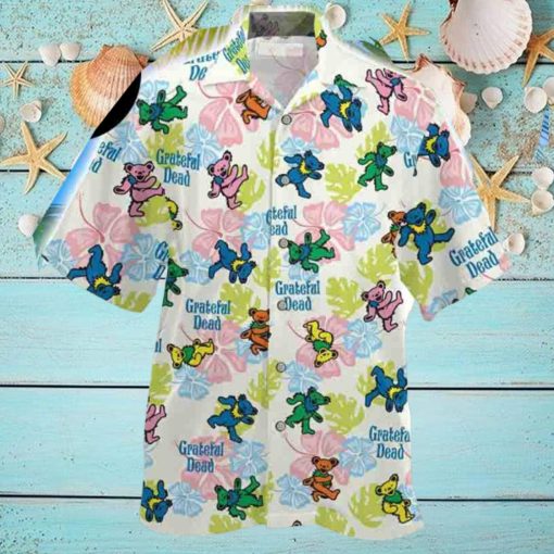 Grateful Dead Dancing Bears Hibiscus 2024 Trendy Hawaiian Shirt