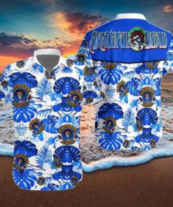 Grateful Dead Hibiscus Tropical Blue White 2024 Trendy Hawaiian Shirt