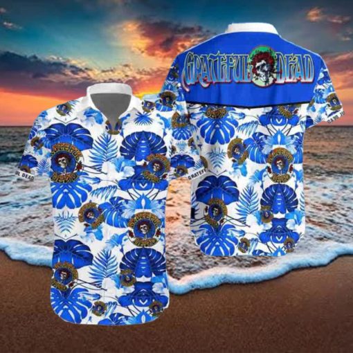 Grateful Dead Hibiscus Tropical Blue White 2024 Trendy Hawaiian Shirt