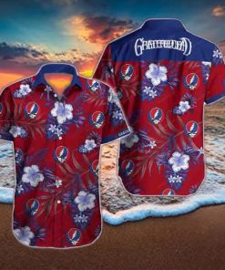 Grateful Dead Hibiscus Tropical Skull Blue Red 2024 Trendy Hawaiian Shirt