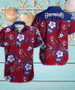 Grateful Dead Hibiscus Tropical Skull Blue Red 2024 Trendy Hawaiian Shirt