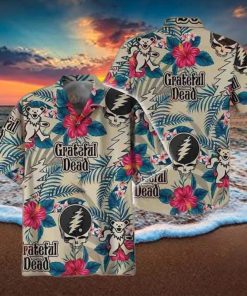 Grateful Dead Logo With Flower And Leaves Pattern 2024 Trendy Hawaiian Shirt