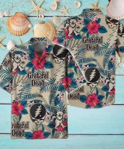 Grateful Dead Logo With Flower And Leaves Pattern 2024 Trendy Hawaiian Shirt