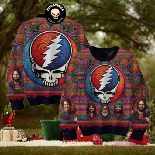 Grateful Dead Portrait Christmas Sweater Chirstmas Gifts 2024 Xmas For Family And Friends Ugly Sweater